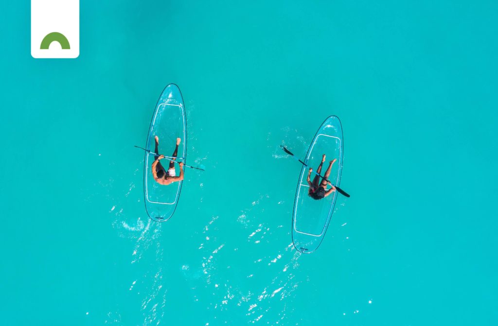 kayaking on blue sea