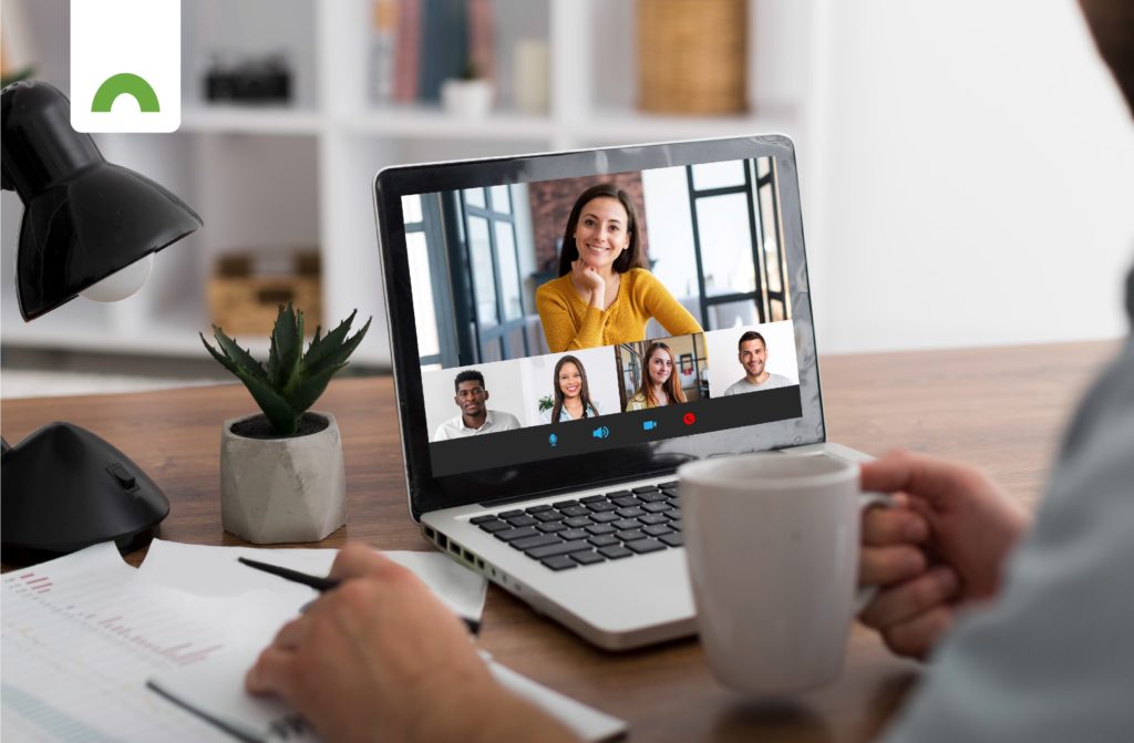 virtual meeting via laptop