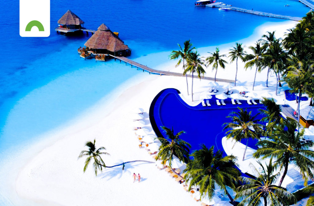white sandy beach resort