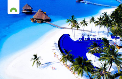 white sandy beach resort